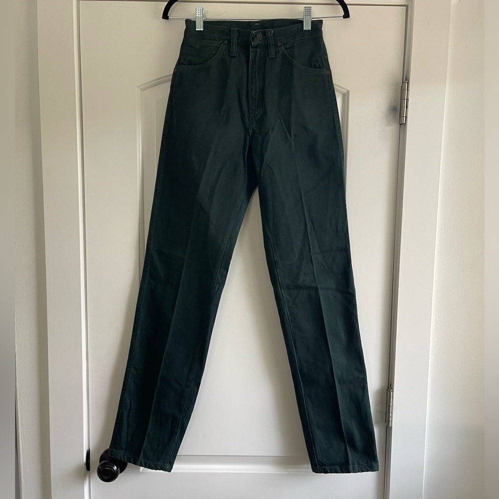 Deadstock Vintage Wrangler Cowboy Cut Straight Tapered Leg Jean Dark Green - Picture 4 of 9